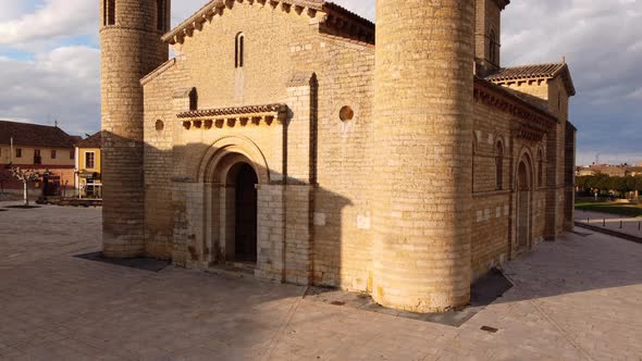 Aerial View of Famous Romanesque Church San Martin De Tours in Fromista Palencia Spain