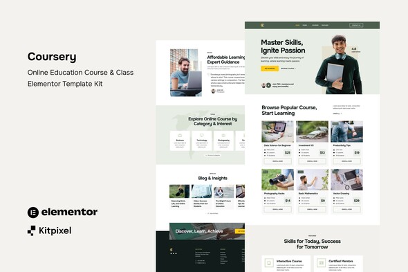 Coursery - Online Education Course & Class Elementor Template Kit