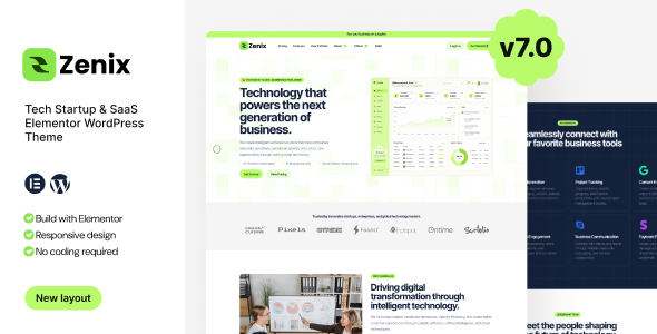 Zenix - Tech Startup & SaaS Elementor WordPress Theme