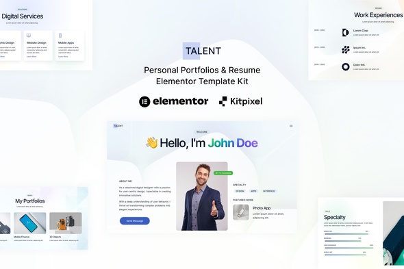 Talent - Personal Portfolios & Resume Elementor Template Kit