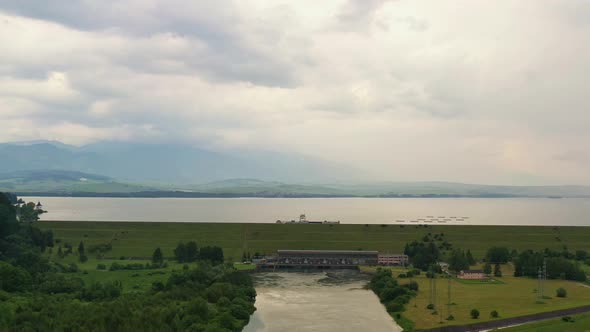 Aerial view of Liptovska Mara reservoir in Slovakia