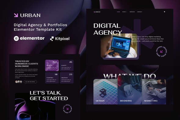 Urban - Dark Digital Agency & Portfolios Elementor Template Kit