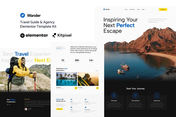 Wander - Travel Guide & Agency Elementor Template Kit