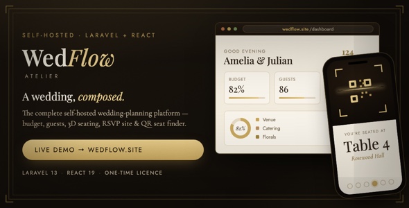 WedFlow Atelier — Self-Hosted Wedding Planning SaaS   (Laravel + React)