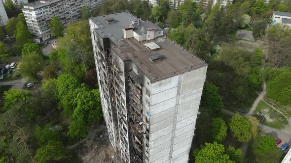 Burnt and Destroyed House in Kyiv Ukraine