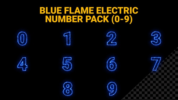 Blue Fire Number Pack  With Electric Spark