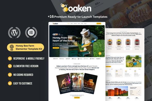 Oaken - Honey Bee Farm Elementor Template Kit