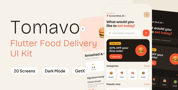 Tomavo | Flutter Food Delivery App UI Kit