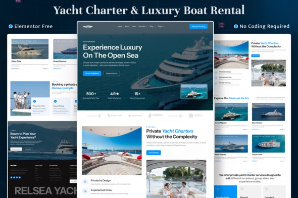 Relsea - Yacht Charter & Luxury Boat Rental Elementor Template Kit