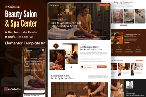 Calmica - Luxury Spa, Massage & Wellness Elementor Template Kit