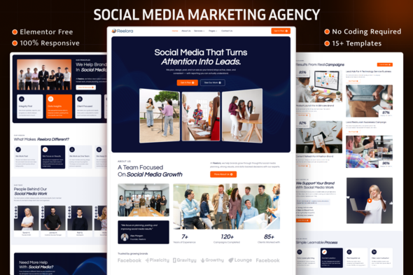 Reelora – Social Media Marketing Agency Elementor Template Kit