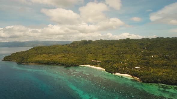 Seascape with Coast of Tropical Island.