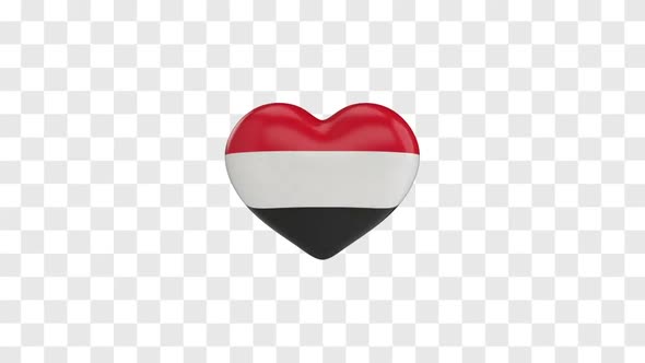 Yemen Flag on a Rotating 3D Heart