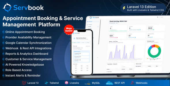 Servbook - Appointment Booking & Service Management Laravel System