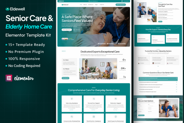 EldeWell - Senior Care & Assisted Living Elementor Template Kit
