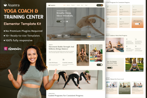 Asanra - Yoga, Meditation & Wellness Elementor Template Kit
