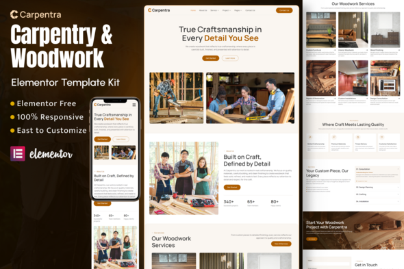 Carpentra – Carpentry & Woodwork Services Elementor Template Kit