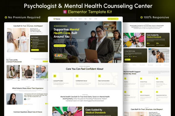Savia – Mental Health & Psychologist Elementor Template Kit