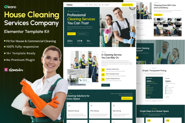 Cleano – Cleaning Services Elementor Template Kit