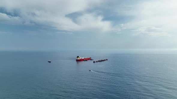 Gas tanker at sea aerial view 4 K Turkey Alanya