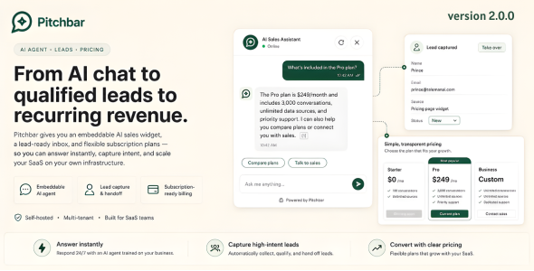 Pitchbar — Self-hosted SaaS Sales AI Widget for Any Website
