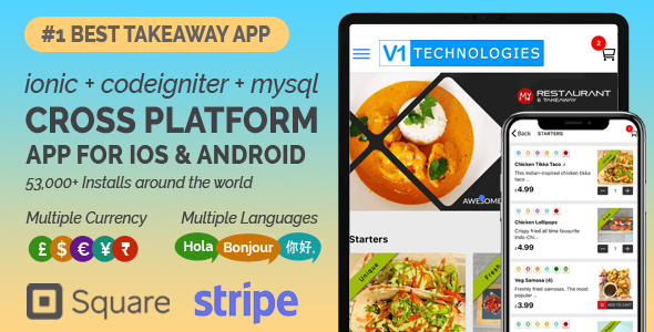 Multilingual Food Ordering Delivery App for Takeaway Restaurant Cafe Pizza Kebab Coffee Ice Cream