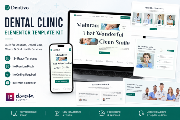 Dentivio – Dentist & Dental Clinic Elementor Template Kit