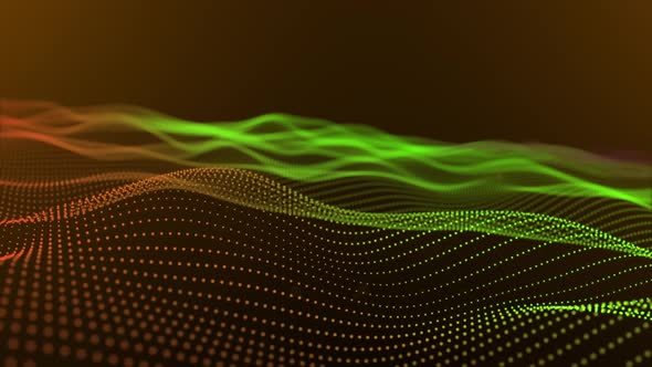 Techy wave particles background.