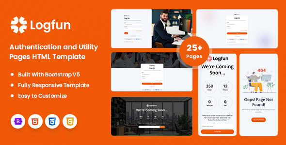 Logfun | Authentication and Utility Pages HTML Template
