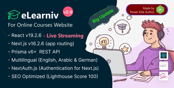 eLearniv - React Next.js 16 Learning Management System