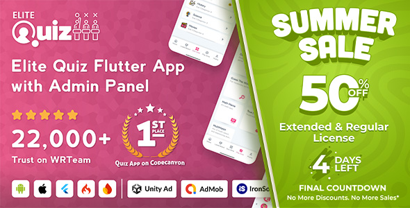 Elite Quiz - Trivia Quiz | Quiz Game - Flutter Full App + Admin Panel