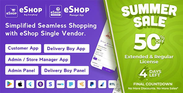 eShop - eCommerce Single Vendor App | Shopping eCommerce App with Flutter