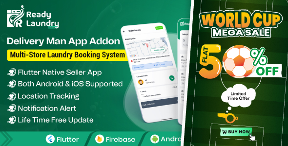 ReadyLaundry Delivery Man App | Rider App | Delivery App Addon