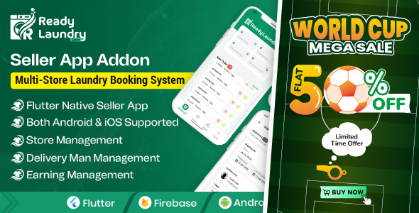 ReadyLaundry Seller App | Store App | Provider App | Vendor App Addon