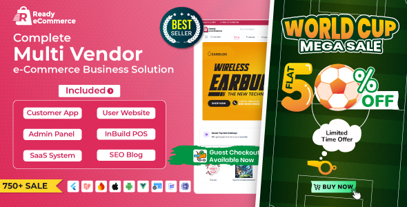 Ready eCommerce - Complete Multi Vendor eCommerce Mobile App, Customer Website with Store POS