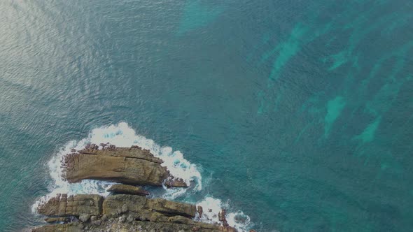 Aerial view blue sea