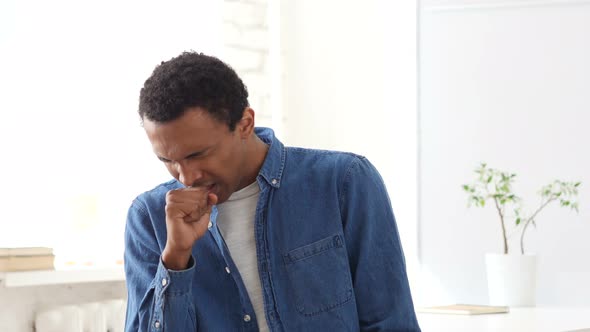 Cough, Sick Afro-American Man, Portrait