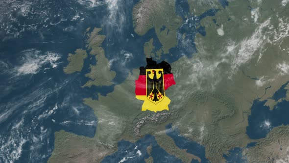 4K Globe Map of Germany with a flag (Highlighted)