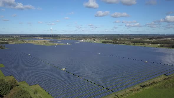 Aerial of The Eggebek Solar Park, Germany's largest photovoltaic power station