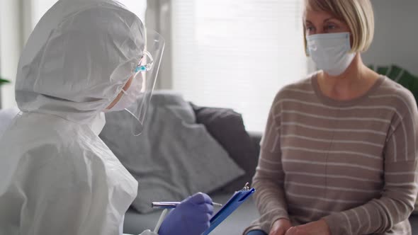 Close up video of doctor visiting a senior at home. Shot with RED helium camera in 8K.