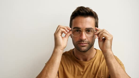 Guy Trying Glasses