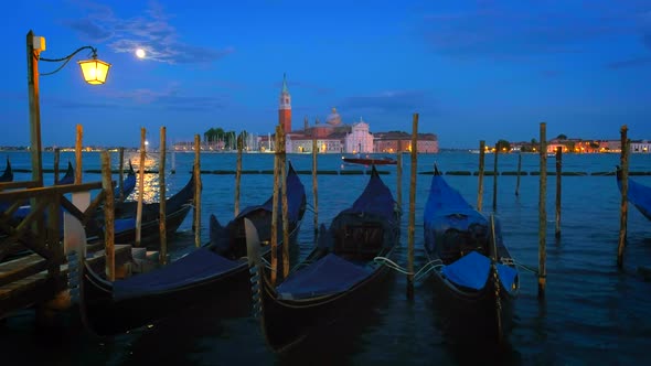 Gondolas in Lagoon of Venice, Italy