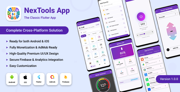 NexTools | 48-in-1 Utility and Multi-Tool Flutter App with AdMob and In-App Purchases