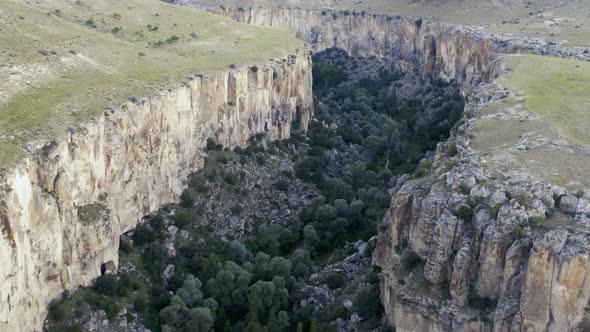 Ihlara Valley Canyon View From Air During Sunrise