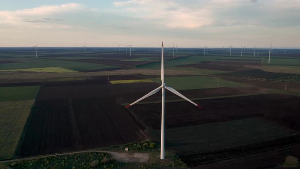 Aerial fly around wind turbines