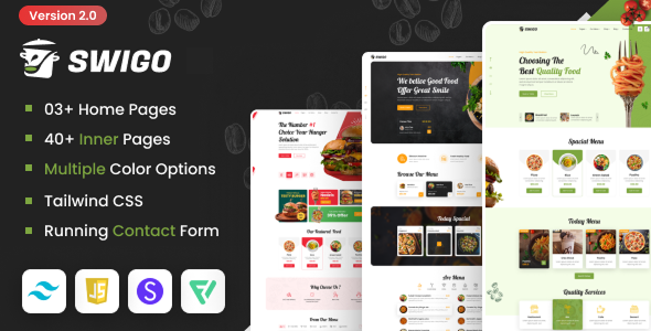 Swigo - Fast Food And Restaurant Tailwind CSS Template