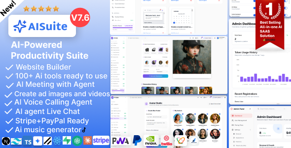 AI Suite – AI Website Builder and Live chat, ai image and ai video generator& Gemini AI Powered SaaS