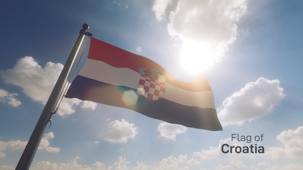 Croatia Flag on a Flagpole V2