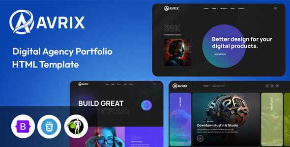Avrix - Digital Agency Portfolio HTML Template