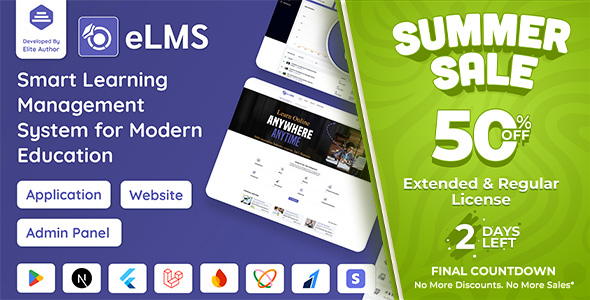 eLMS - Online Learning Management System LMS | Flutter App with Laravel Admin Panel | Next.js Web
